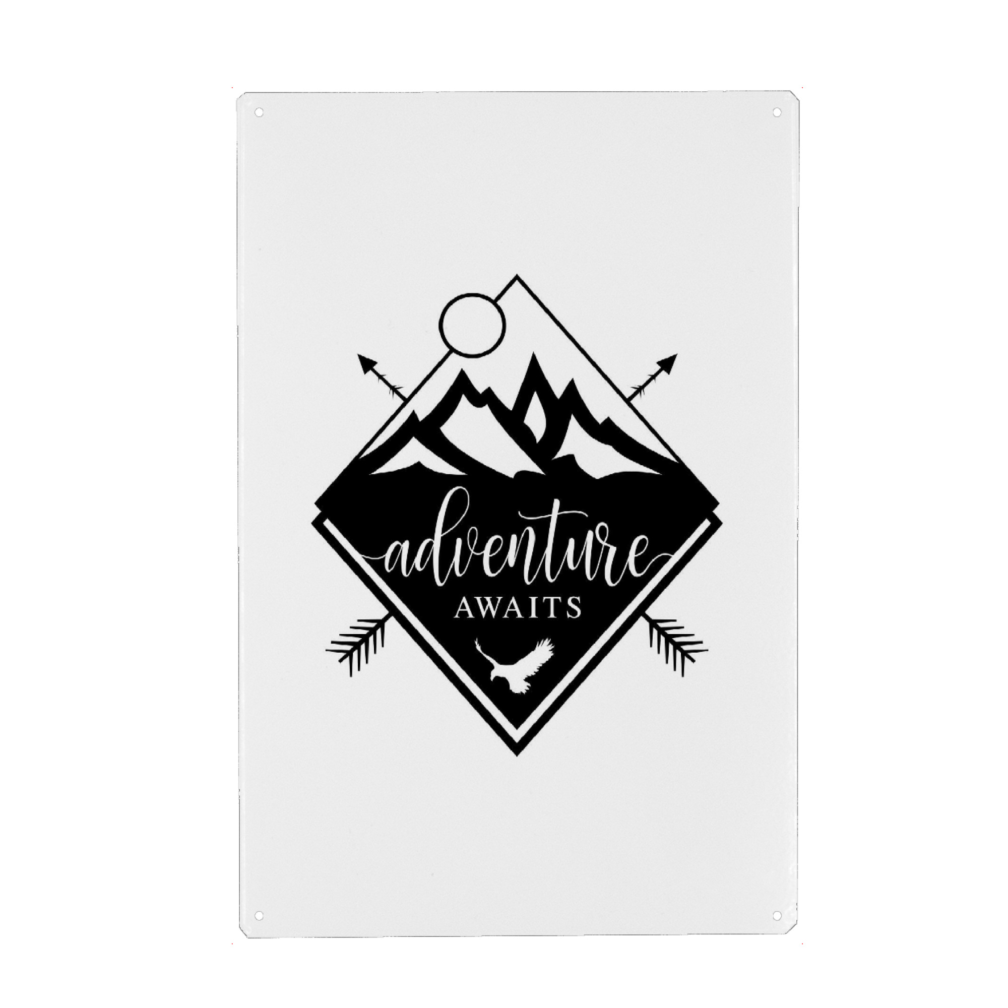 Metall Poster "~Adventure Awaits~" artboxONE - Typografie,Reise,Menschen