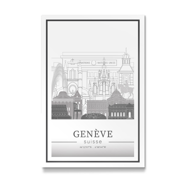 Galerie-Print "Geneva skyline line art" 30x20 cm artboxONE