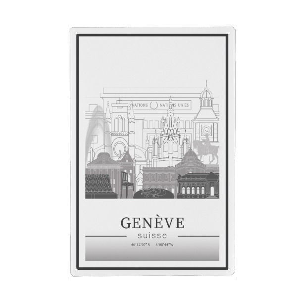 Holzbild "Geneva skyline line art" artboxONE - Städte,Reise,Architektur,Kartografie