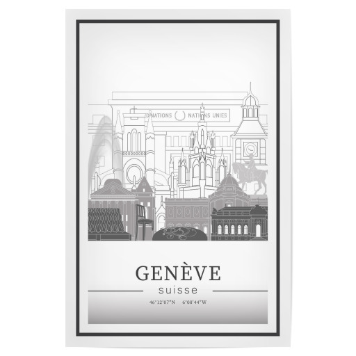 Geneva skyline line art