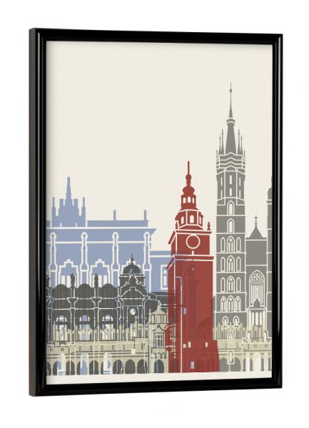 Poster mit schwarzem Rahmen "Krakow skyline" artboxONE - Städte,Architektur