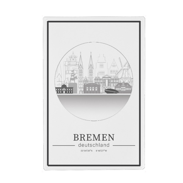 Holzbild "Bremen skyline line art circle" artboxONE - Städte,Reise,Architektur,Kartografie