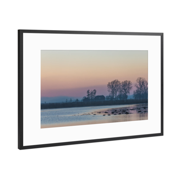 Poster mit Rahmen Schwarz (Metallic) "Stettiner Haff" artboxONE - Natur
