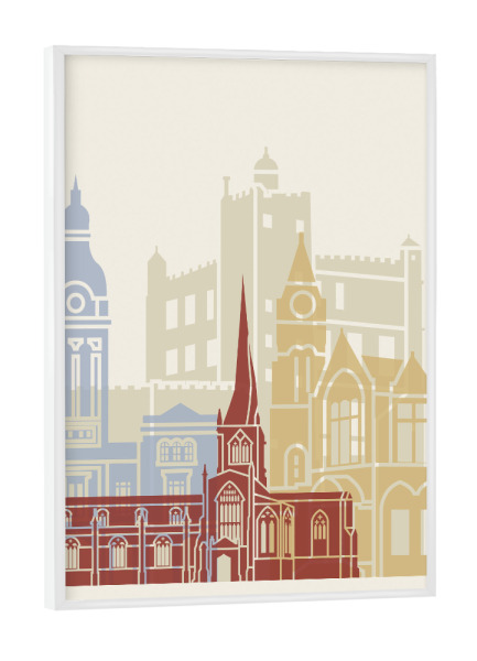 Poster mit weißem Rahmen "Chesterfield UK skyline" artboxONE - Städte,Architektur