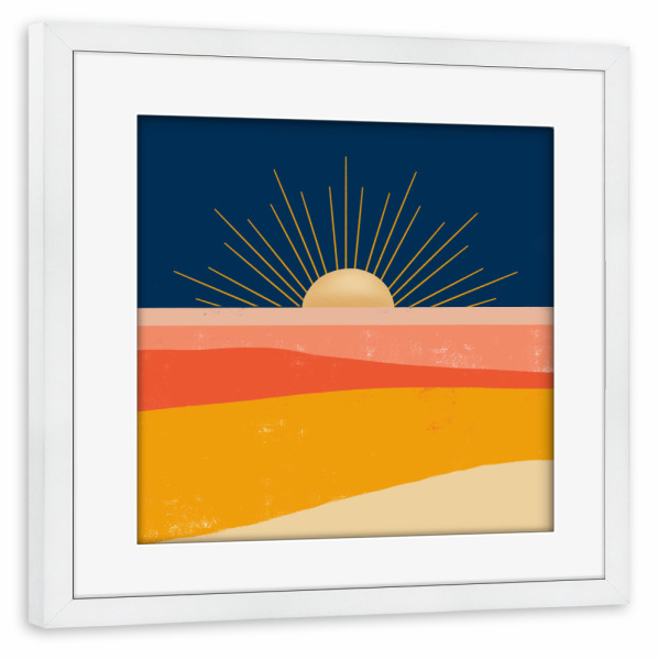 Poster mit Rahmen weiß "HERE COMES THE SUN, LITTLE D" artboxONE - Natur,Abstrakt
