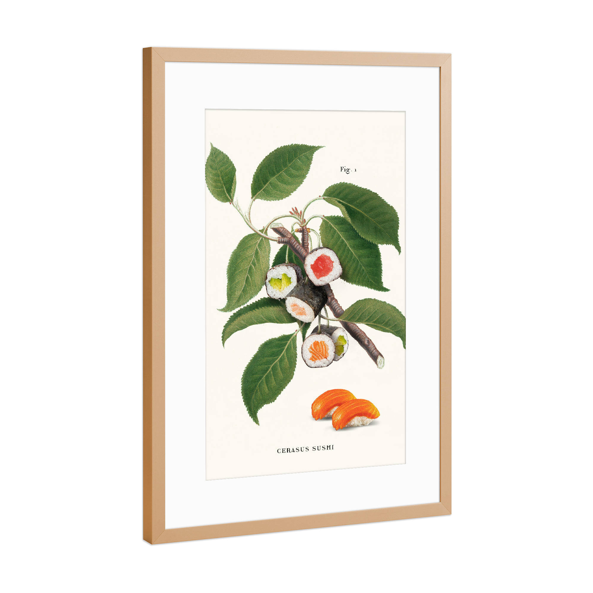 Poster mit Rahmen Kupfer "Sushi Plant" artboxONE - Essen & Trinken,Fiktion,Lustig