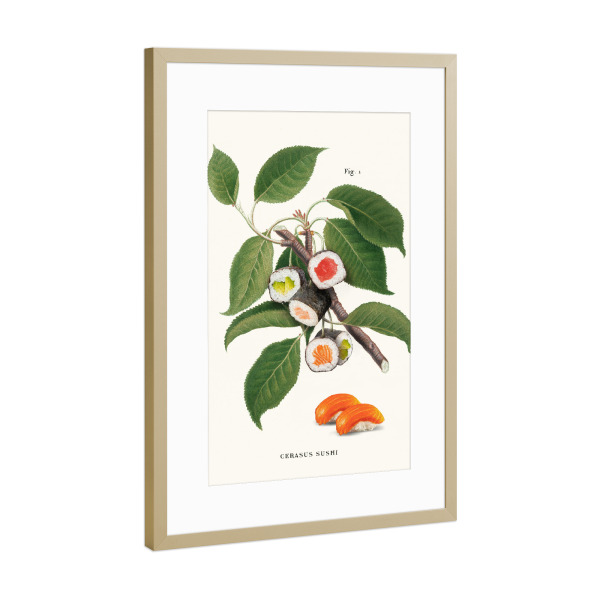Poster mit Rahmen Gold "Sushi Plant" artboxONE - Essen & Trinken,Fiktion,Lustig