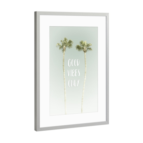 Poster mit Rahmen Silber "Positive Energie" artboxONE - Typografie,Natur