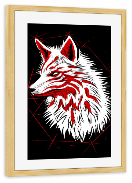 Poster mit Rahmen kiefer "Kitsune fox sketch" artboxONE - Tiere,Comic