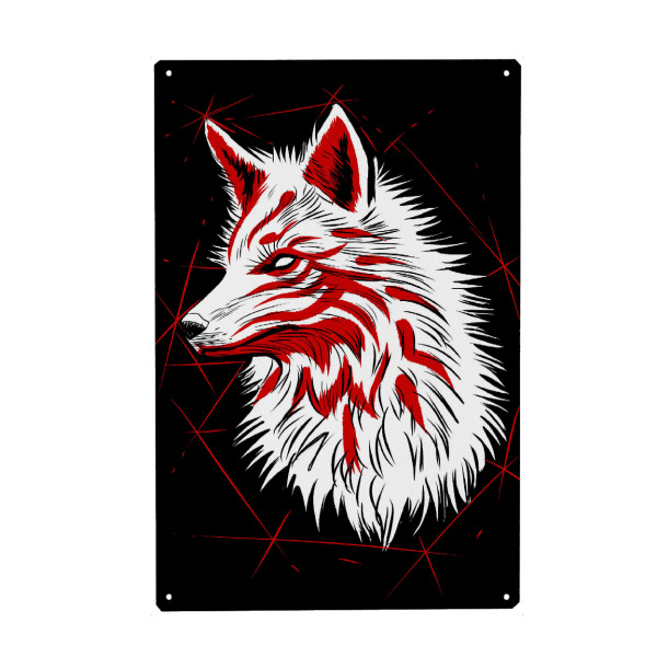 Holzbild "Kitsune fox sketch" artboxONE - Tiere,Comic - Japanese art,Samurai,Otaku,Manga,Kanji,Dog wild,Kabuki,Animal savage,Tier,Animal,Japan,Comic