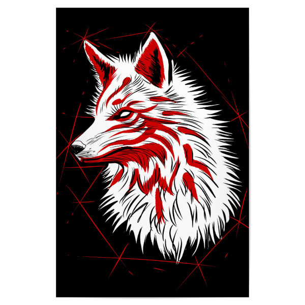 Poster "Kitsune fox sketch" artboxONE - Tiere,Comic - Japanese art,Samurai,Otaku,Manga,Kanji,Dog wild,Kabuki,Animal savage,Tier,Animal,Japan,Comic