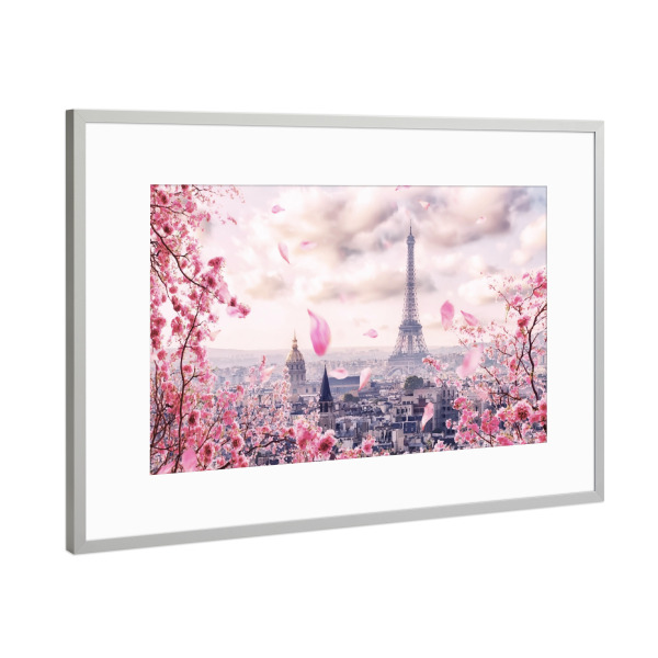 Poster mit Rahmen Silber "Paris Sakura" artboxONE - Städte,Reise,Architektur,Städte / Paris,Reise / Länder