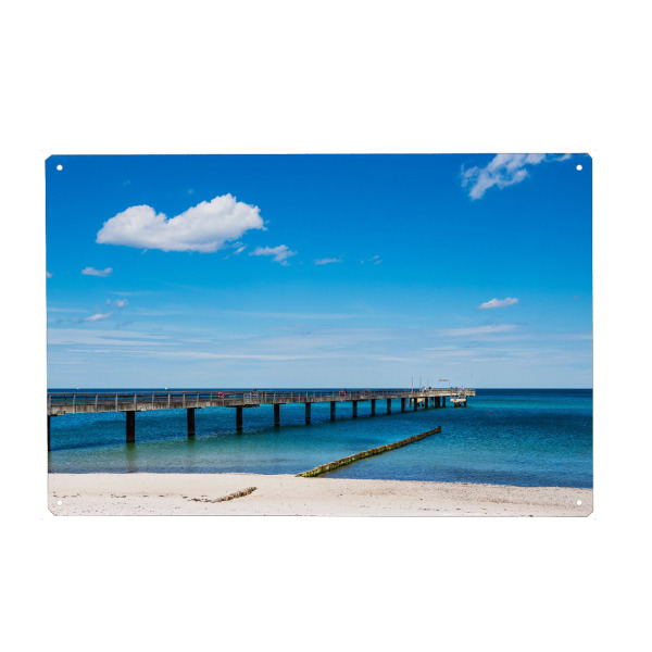 Metall Poster "Seebrücke, Buhne und Strand" artboxONE - Natur,Reise,Architektur,Reise / Strand und Meer