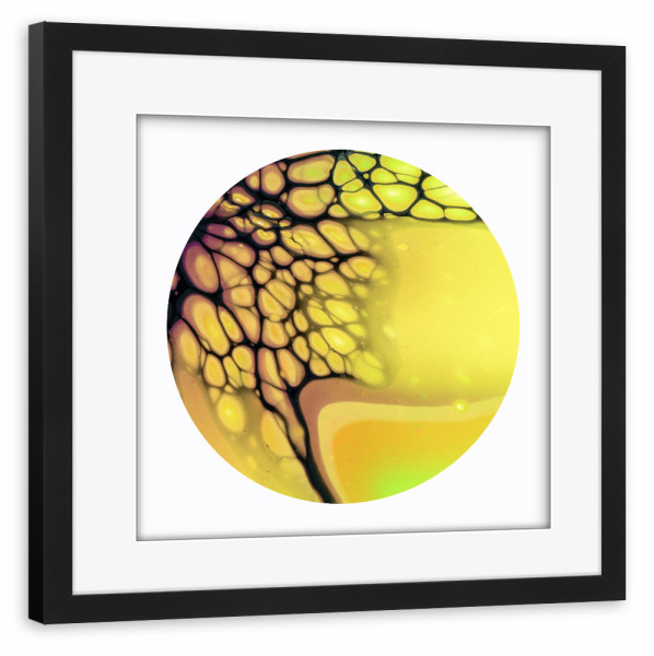 Poster mit Rahmen schwarz "Yellow Wing - the Cells" artboxONE - Abstrakt