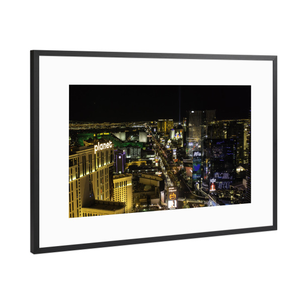 Poster mit Rahmen Schwarz (Metallic) "Las Vegas bei Nacht" artboxONE - Reise,Architektur,Reise / Länder,Städte / Las Vegas