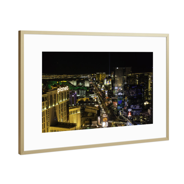 Poster mit Rahmen Gold "Las Vegas bei Nacht" artboxONE - Reise,Architektur,Reise / Länder,Städte / Las Vegas