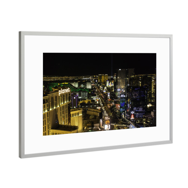Poster mit Rahmen Silber "Las Vegas bei Nacht" artboxONE - Reise,Architektur,Reise / Länder,Städte / Las Vegas