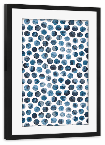 Poster mit Rahmen schwarz "Ink Marbles Dots Blue" artboxONE - Abstrakt,Geometrie,Marmor