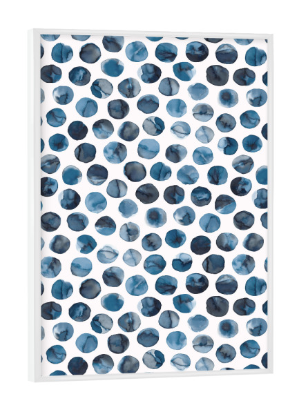 Poster mit weißem Rahmen "Ink Marbles Dots Blue" artboxONE - Abstrakt,Geometrie,Marmor
