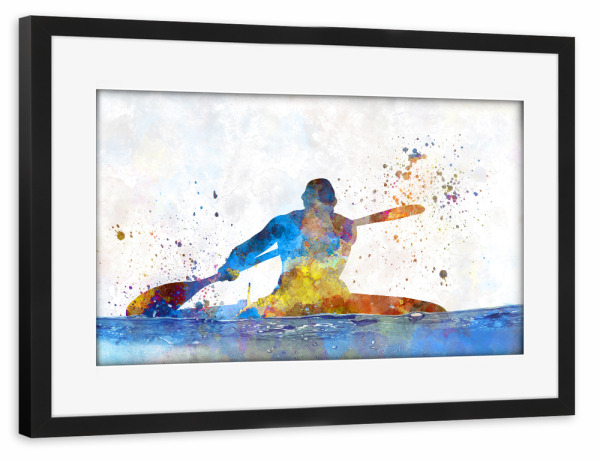 Poster mit Rahmen schwarz "Young kayaker paddling-c" artboxONE - Sport