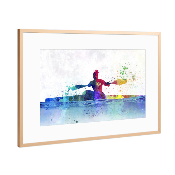 Poster mit Rahmen Kupfer "Female kayak athletes competing" artboxONE - Sport