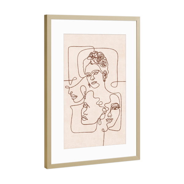 Poster mit Rahmen Gold "Tunaboylu - Line Art - Portraits" artboxONE - Abstrakt,Menschen,Für Mama