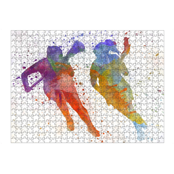 Puzzle Ravensburger "Lacrosse Women Players" artboxONE - Sport - Sport,Sports,Color,Illustration,Watercolor,Competition,Lacrosse,Sticks,Ball