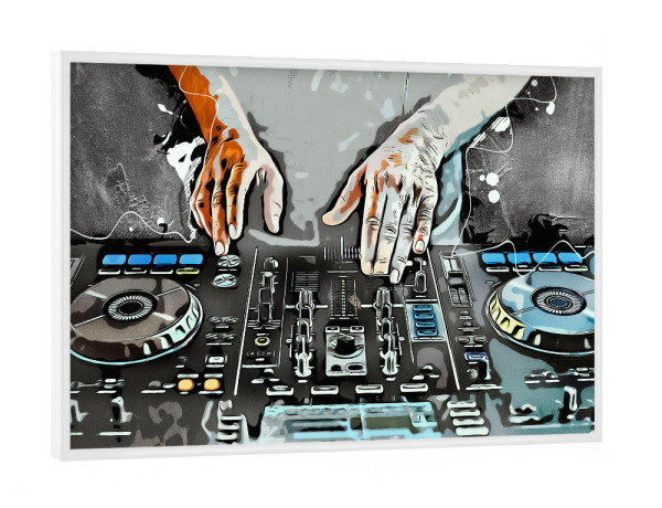 Poster mit weißem Rahmen "DJ music sound set" artboxONE - Musik - Dj,Dj set,Music,Musican,Musical,Sound,Musik,Party,Feier