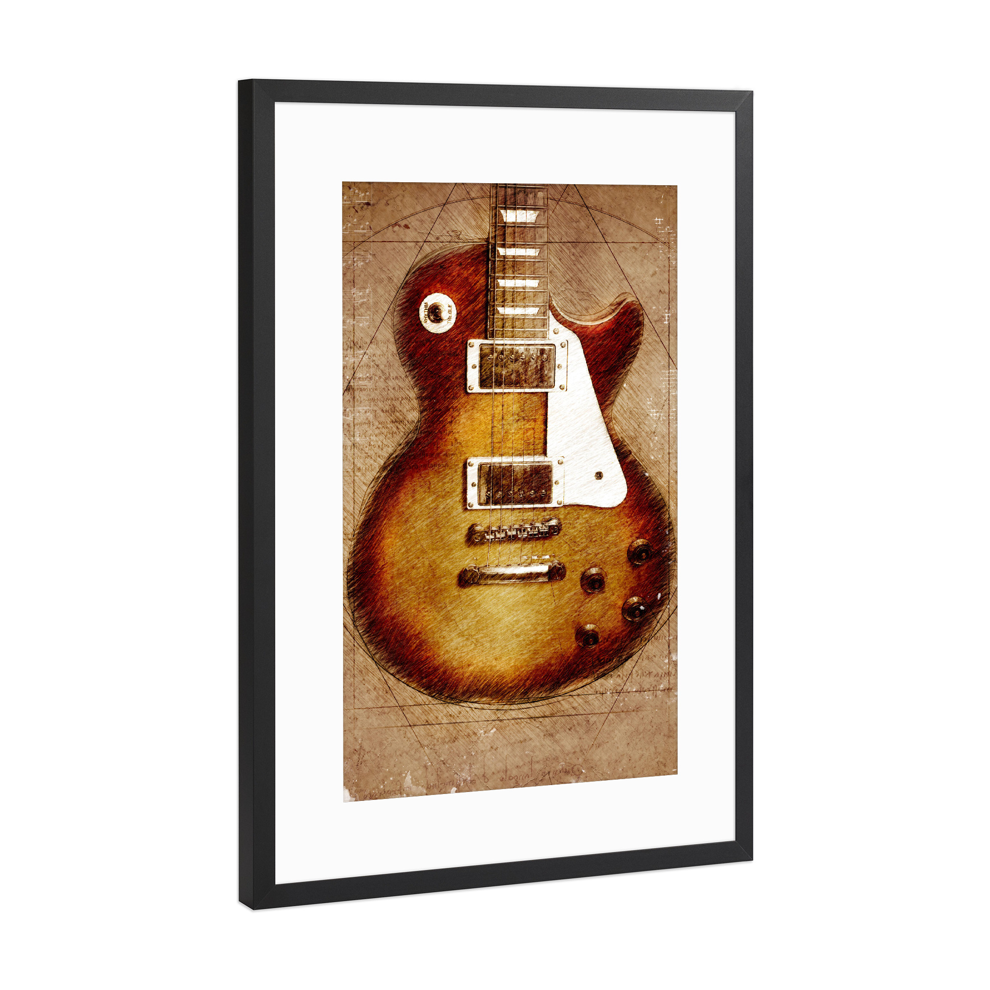 Poster mit Rahmen Schwarz (Metallic) "Guitar accoustic" artboxONE - Musik