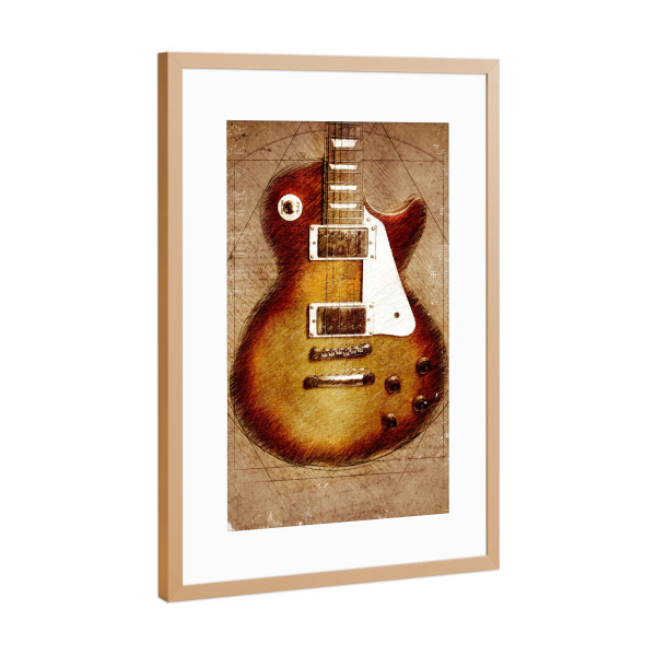 Poster mit Rahmen Kupfer "Guitar accoustic" artboxONE - Musik - Guitar,Guitars,Music,Musik,Gitarre,Music instrument,Guitarist,Accoustic guitar