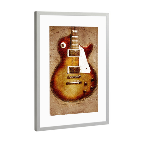 Poster mit Rahmen Silber "Guitar accoustic" artboxONE - Musik - Guitar,Guitars,Music,Musik,Gitarre,Music instrument,Guitarist,Accoustic guitar