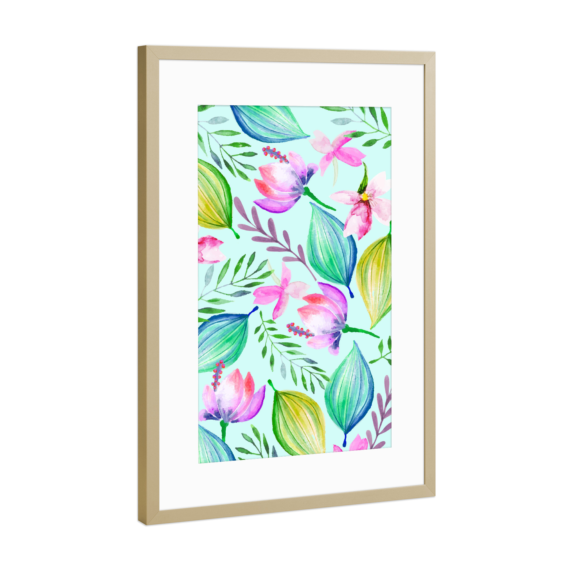 Poster mit Rahmen Gold "Zen Lotus" artboxONE - Natur,Floral