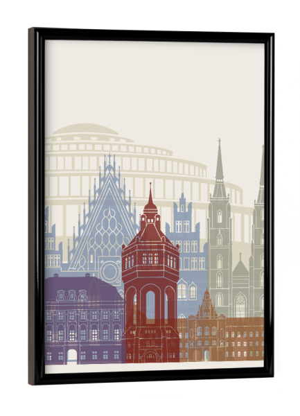 Poster mit schwarzem Rahmen "Wroclaw skyline" artboxONE - Städte,Architektur