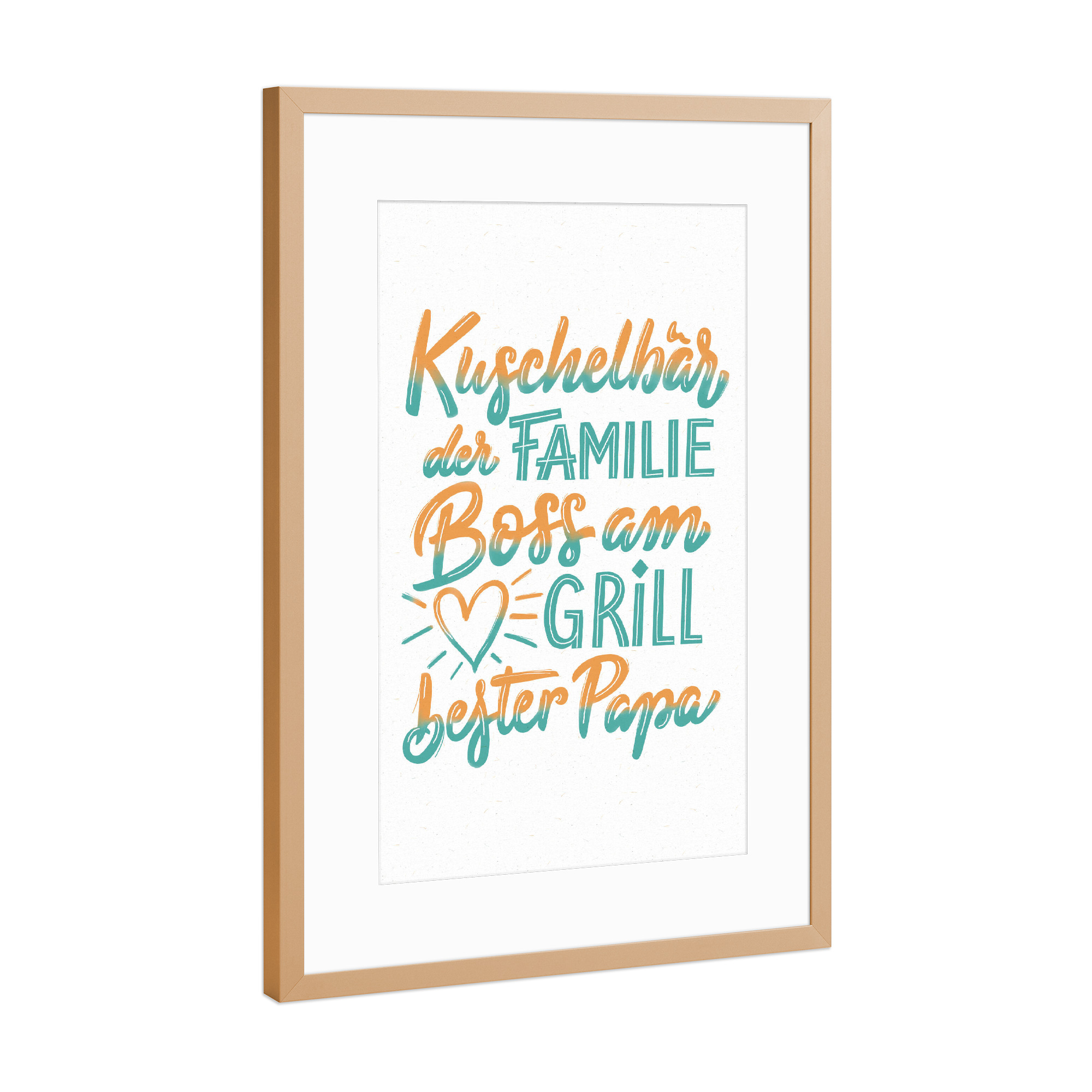 Poster mit Rahmen Kupfer "Kuschelbär. Bester Papa" artboxONE - Typografie,Liebe,Für Papa,Lustig
