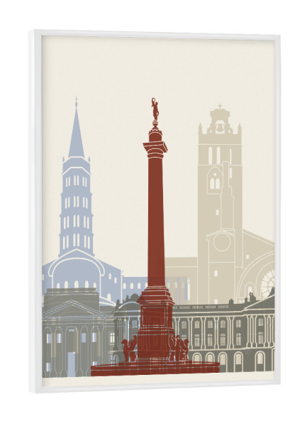 Poster mit weißem Rahmen "Toulouse skyline" artboxONE - Städte,Architektur