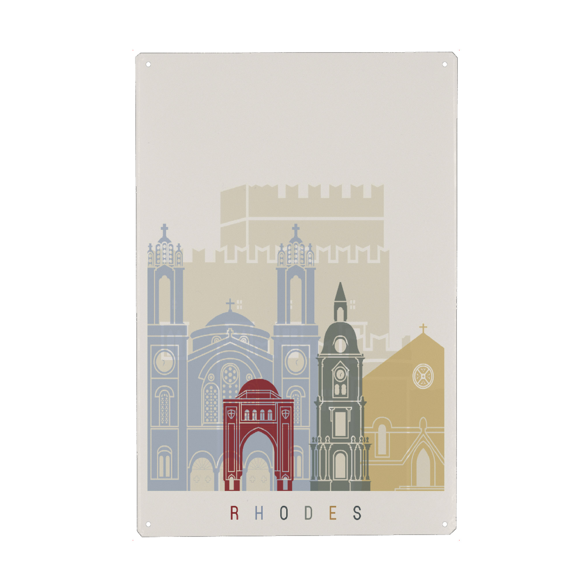 Metall Poster "Rhodes skyline" artboxONE - Städte,Architektur