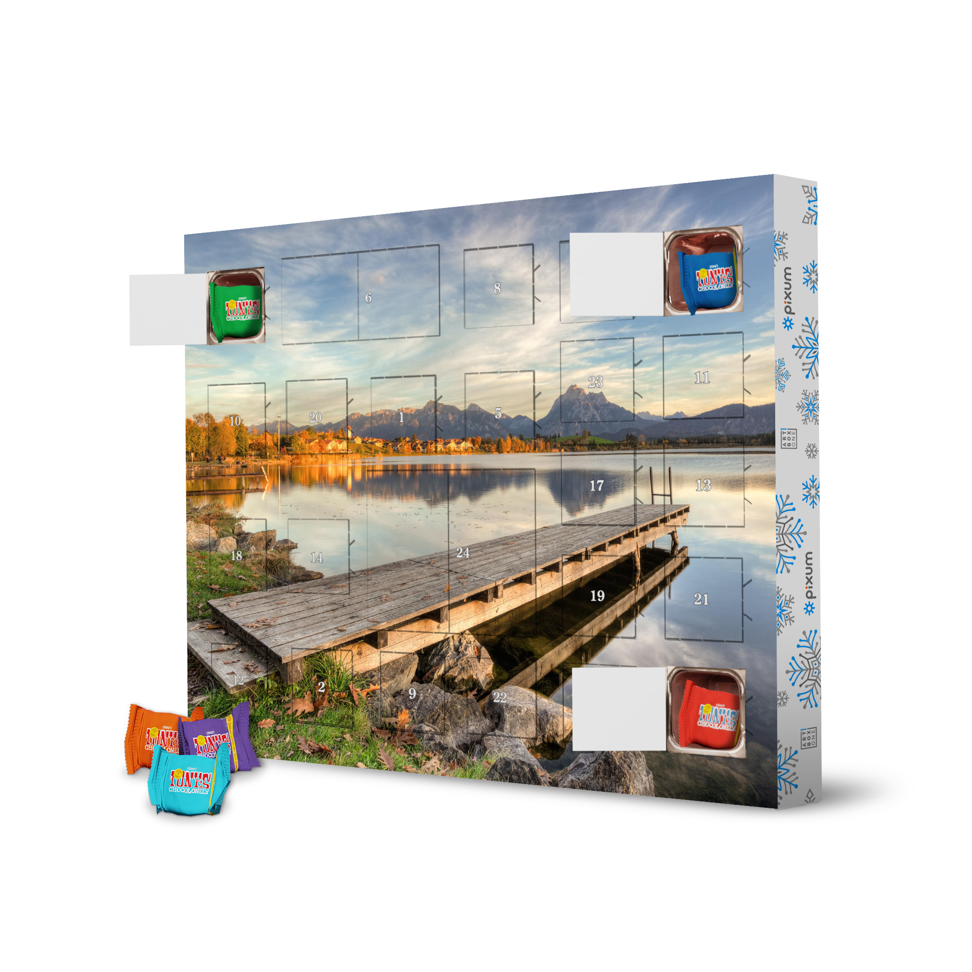 Adventskalender mit Tony's Chocolonely Steg am Hopfensee artboxONE Adventskalender Natur
