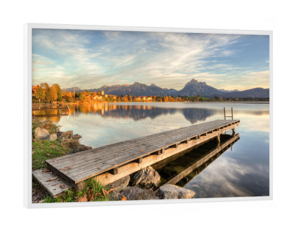 Poster mit weißem Rahmen "Steg am Hopfensee" artboxONE - Natur,Reise
