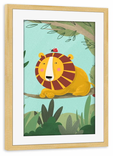 Poster mit Rahmen kiefer "Lion and me" artboxONE - Für Kinder,Tiere,Comic