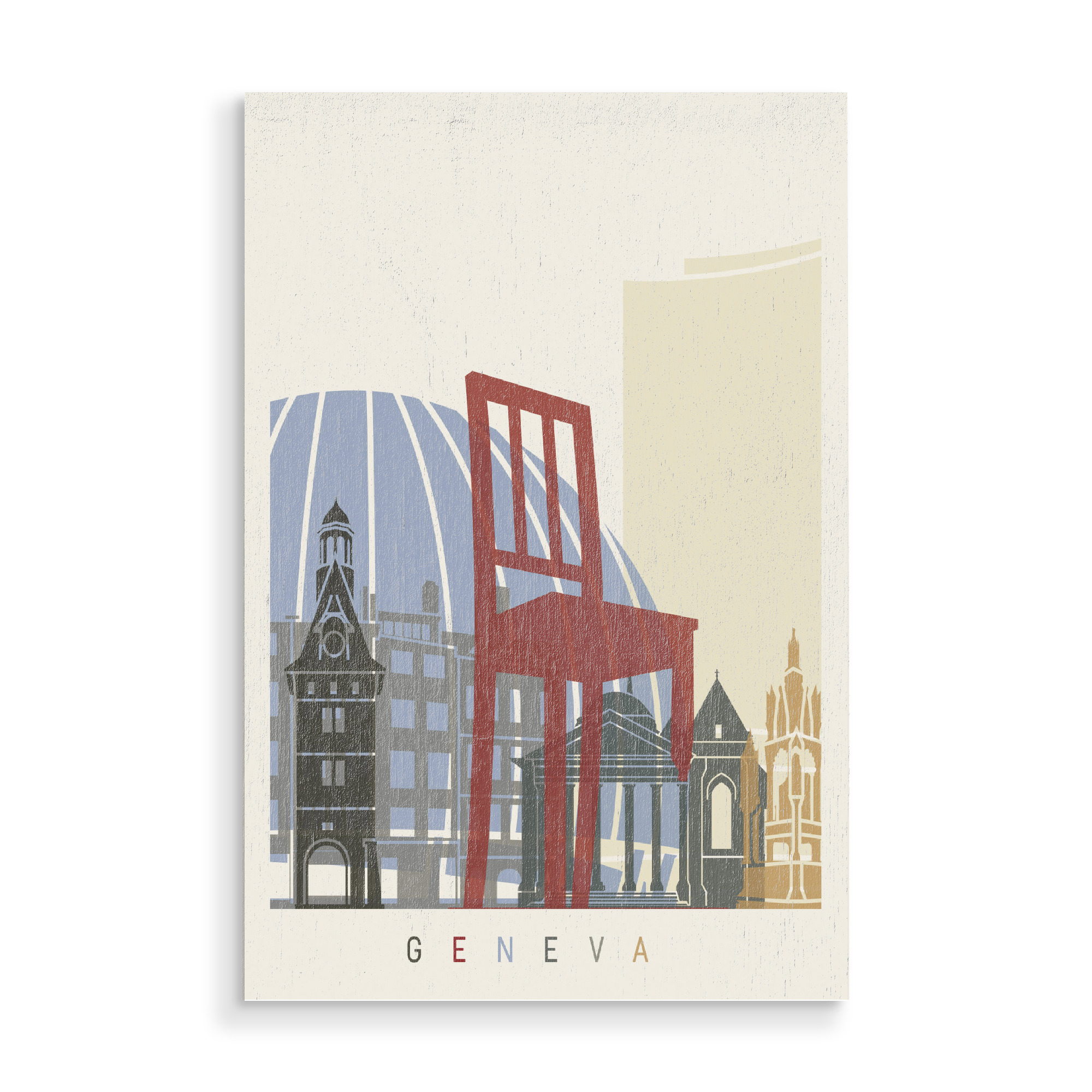 Holzbild "Geneva skyline" artboxONE - Städte,Architektur