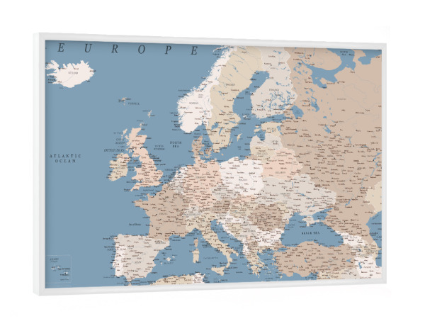 Poster mit weißem Rahmen "Detailed map of Europe Amias" artboxONE - Reise,Kartografie