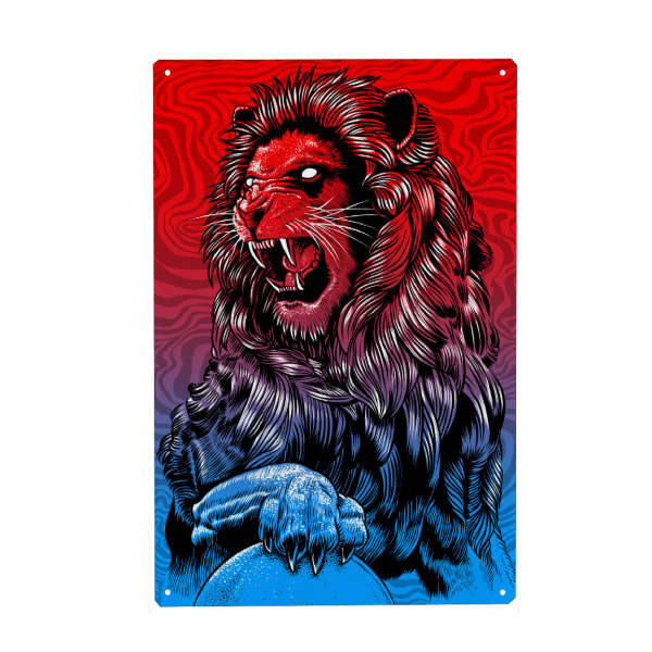 Metall Poster "The claws of the lion" artboxONE - Tiere,Comic