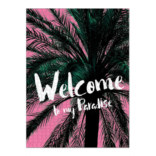 Puzzle Ravensburger "Welcome to my Paradise I Palme" artboxONE - Typografie,Natur,Für Kinder,Comic,Lustig