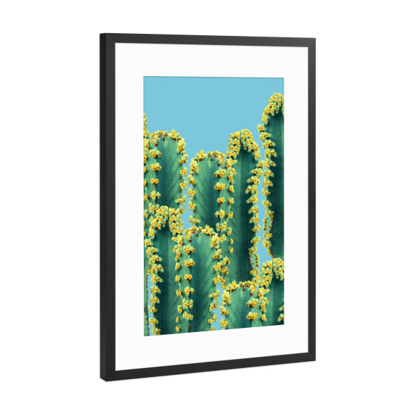 Poster mit Rahmen Schwarz (Metallic) "Adorned Cactus-II" artboxONE - Natur