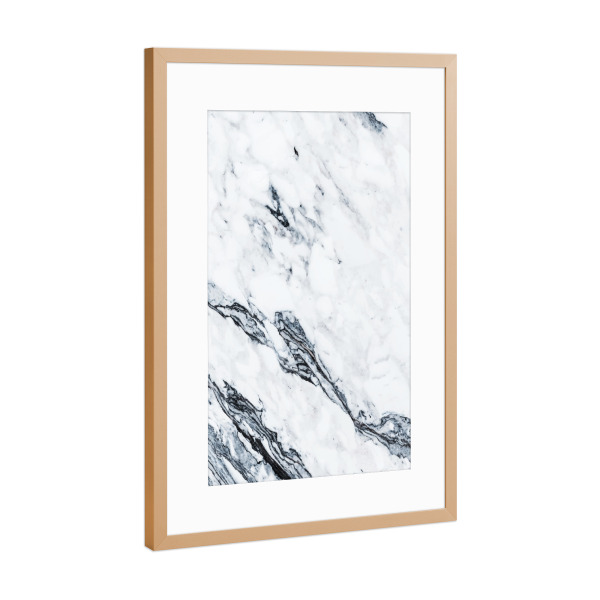 Poster mit Rahmen Kupfer "Affluence" artboxONE - Abstrakt,Marmor - Graphic,Pattern,Black and white,Exotic,Tropical,Nature,White marble,Marble,Marmor
