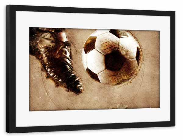Poster mit Rahmen schwarz "Striker in football" artboxONE - Sport,Sport / Fußball