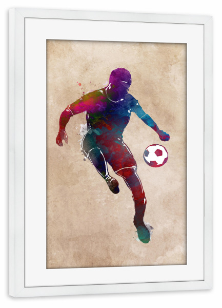 Poster mit Rahmen weiß "Football player" artboxONE - Sport,Sport / Fußball