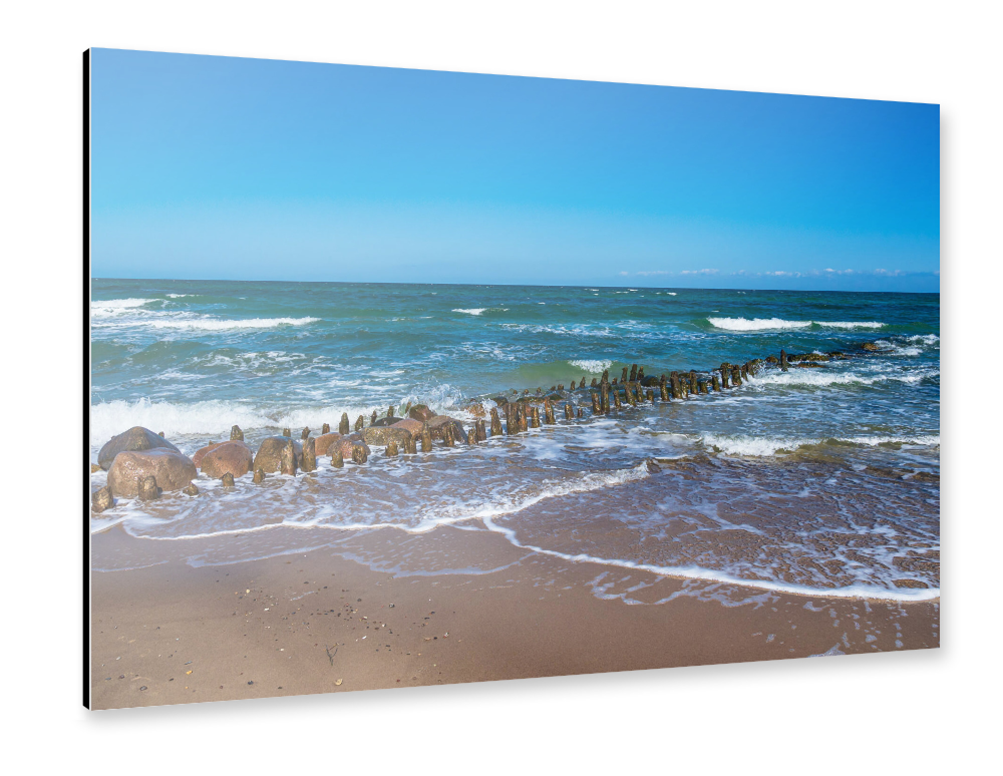 Alu-Dibond "Buhne, Wellen und Meer" 75x50 cm artboxONE