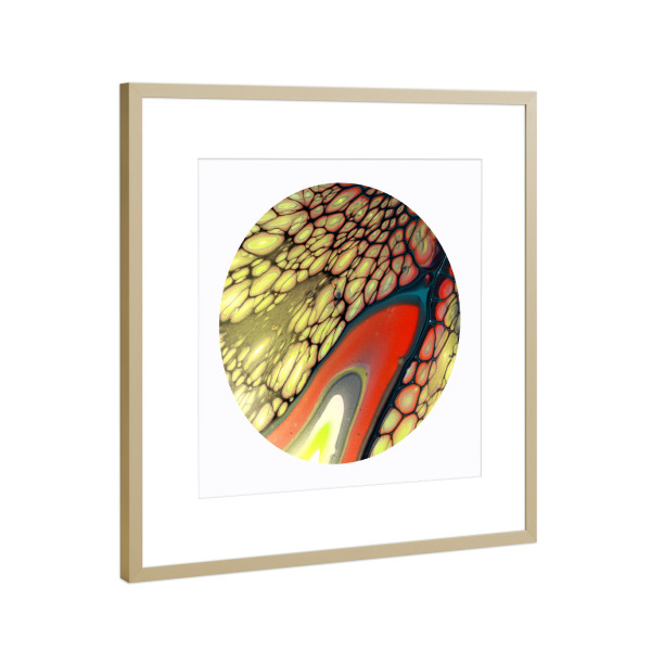 Poster mit Rahmen Gold "Red and Yellow Cells - Art" artboxONE - Abstrakt