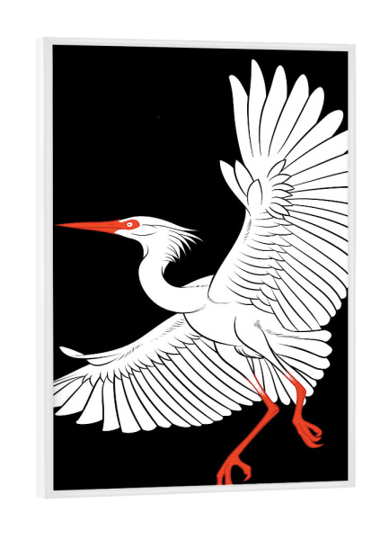Poster mit weißem Rahmen "Graceful Crane flying" artboxONE - Tiere,Comic